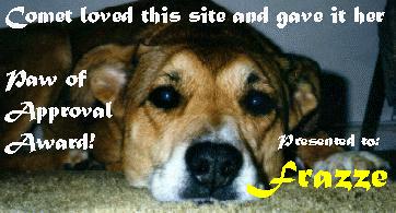 Comet's Paw of Approval Award